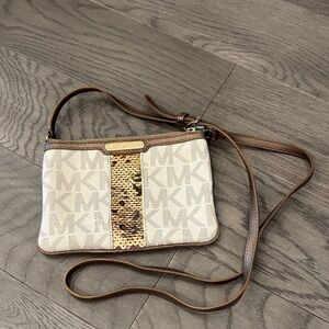 Michael Kors Cream and Gold Crossbody Bag